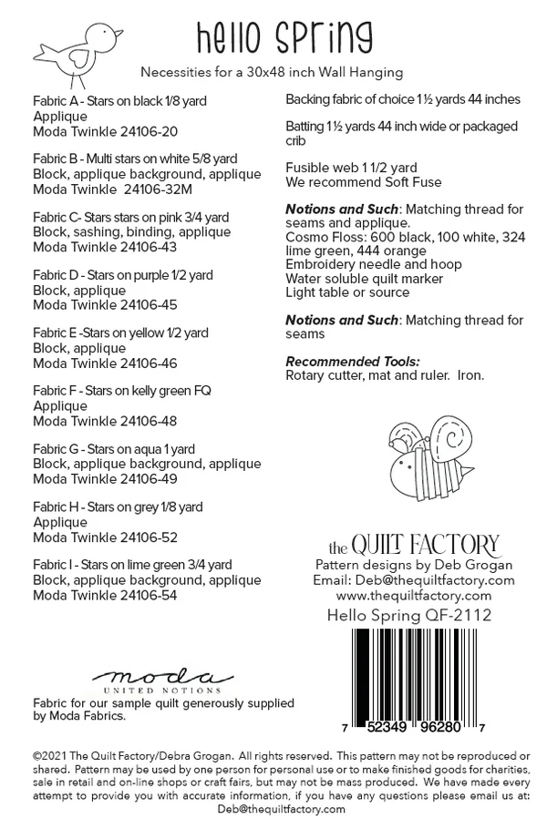 HELLO SPRING Quilt Pattern by The Quilt Factory