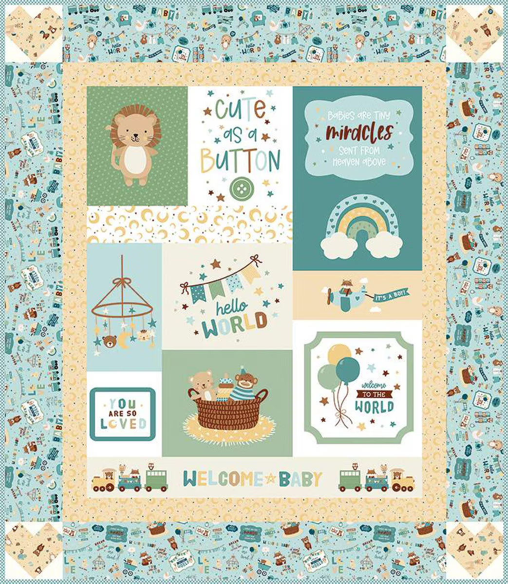 CUTE as a BUTTON BOY Panel Quilt Kit