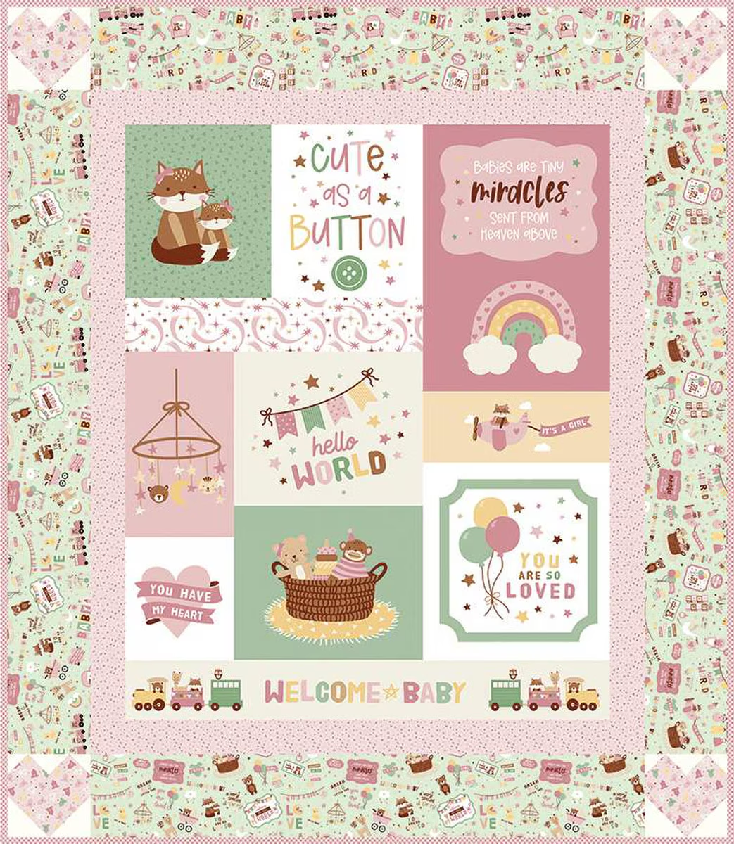 CUTE as a BUTTON GIRL Panel Quilt Kit