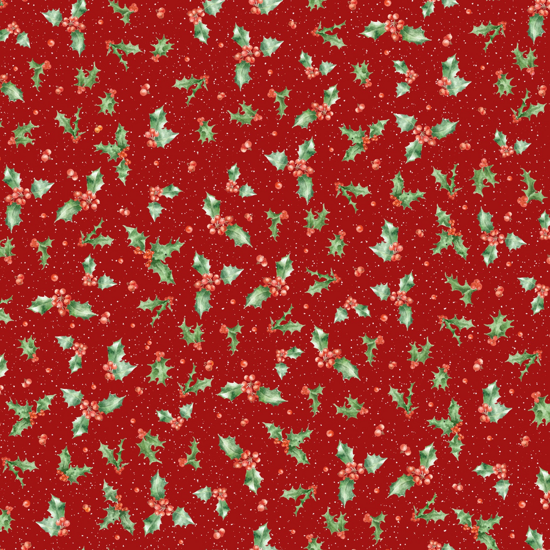 One Snowy Day HOLLY- DARK RED - (1/2 yd.)