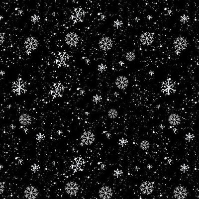 Merry Gnome-ments: BLACK SNOWFLAKES Fabric (1/2 yd)