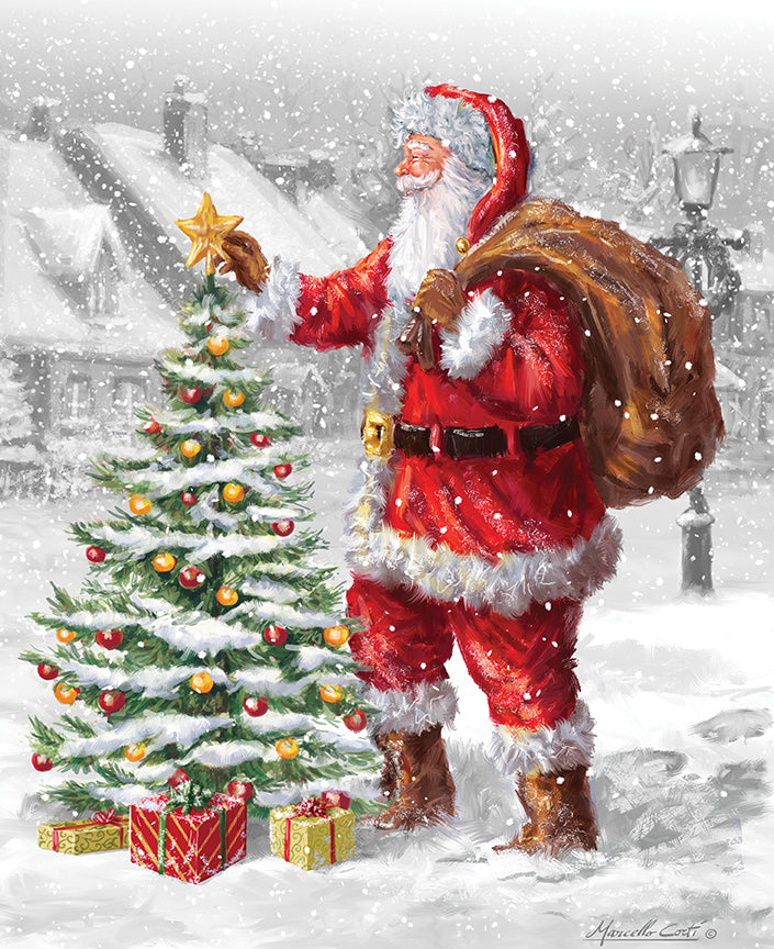 Christmas Wishes: SANTA'S TREE Fabric Panel