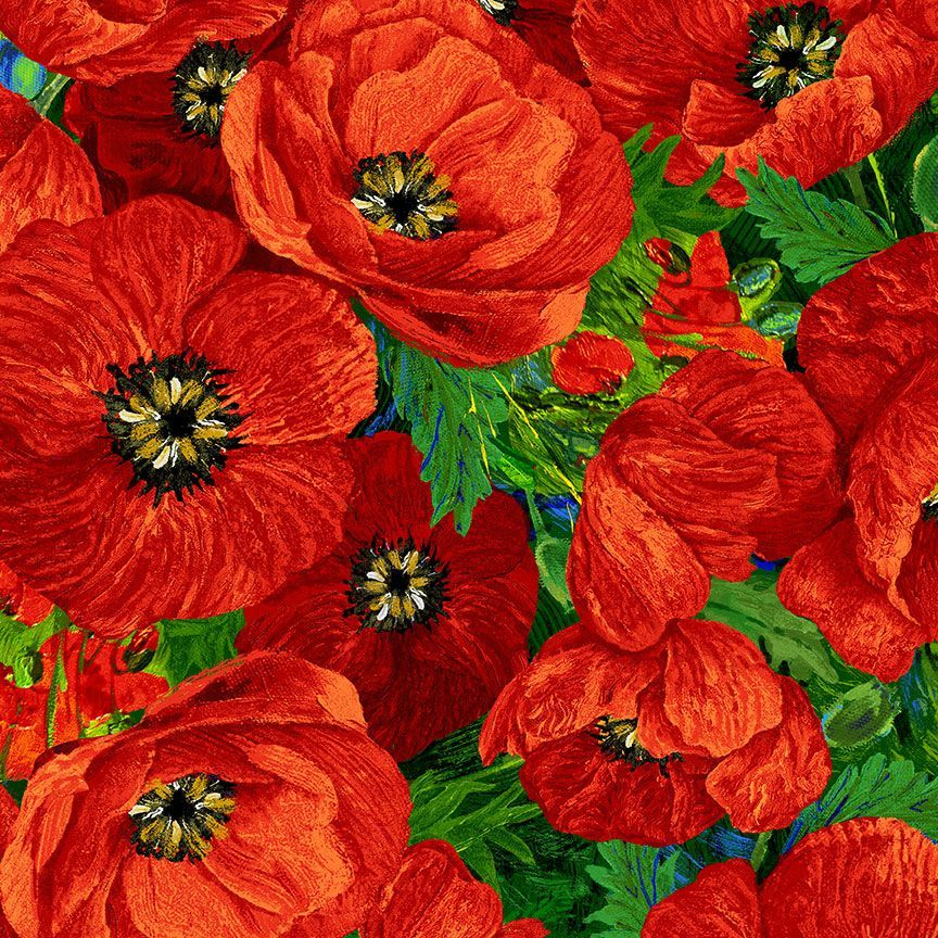 Poppy Dreams: LARGE POPPY - RED (1/2 Yd.)
