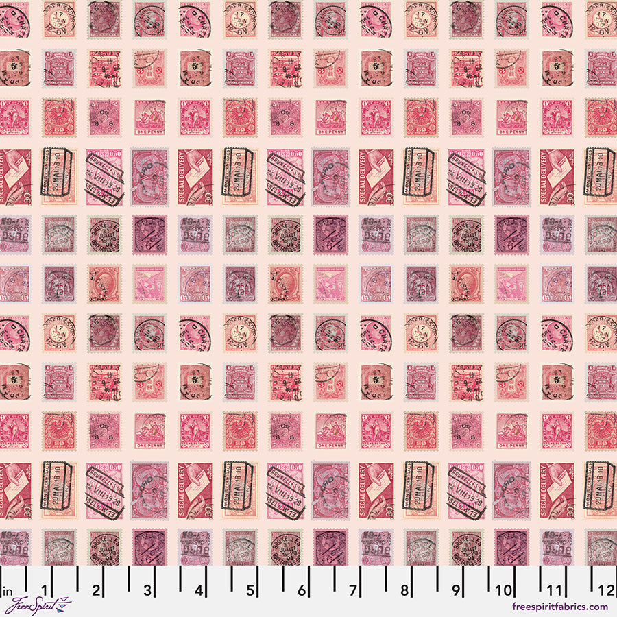 Eclectic Elements Palette: PINK STAMPS Fabric (1/2 yd.)
