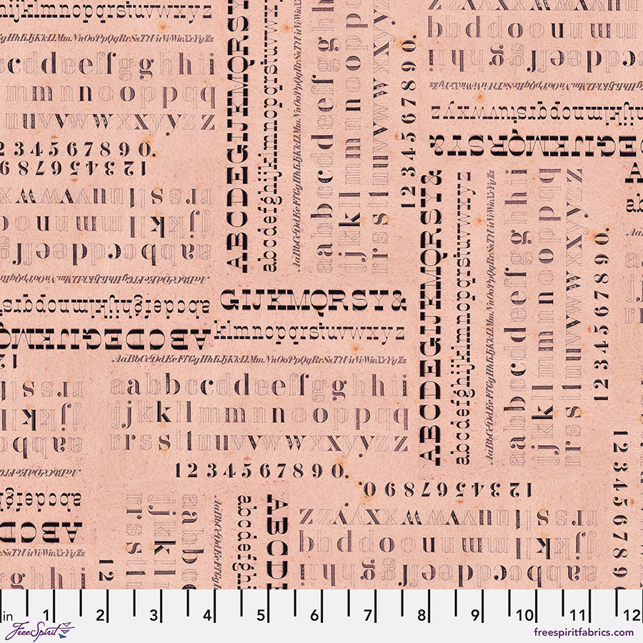Eclectic Elements Palette: PINK TYPOGRAPHY Fabric (1/2 yd.)