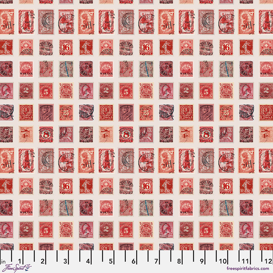 Eclectic Elements Palette: RED STAMPS Fabric (1/2 yd.)