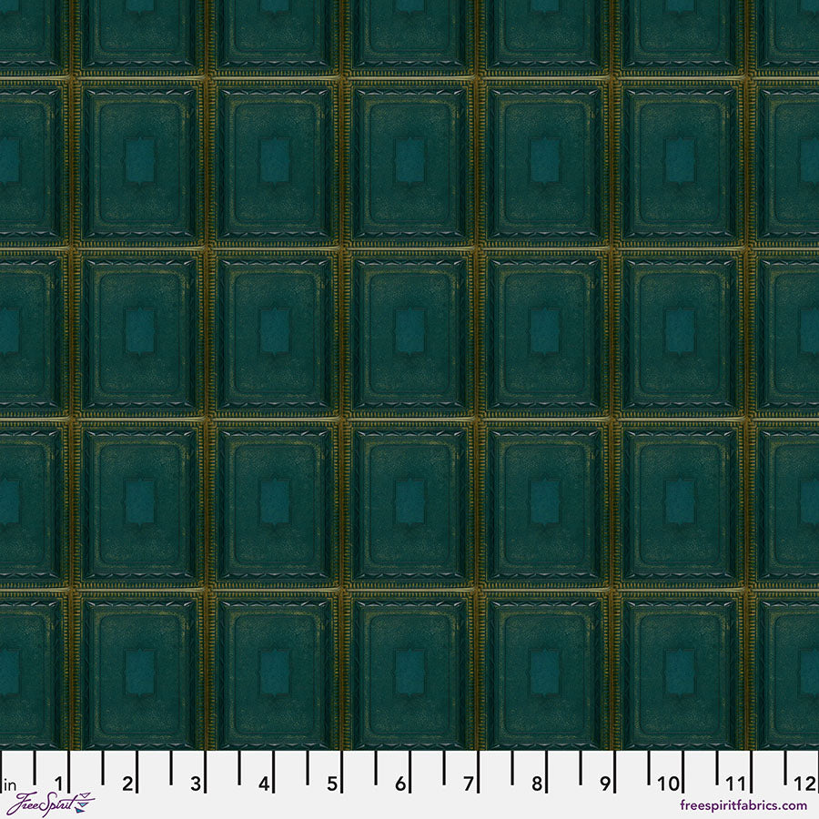 Eclectic Elements Palette: TEAL TILES Fabric (1/2 yd) by Tim Holtz