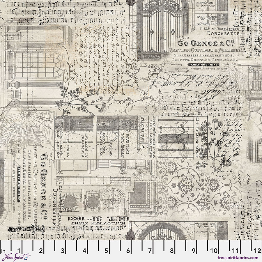 Eclectic Elements Seasonal Palette: HALLOWEEN REMNANTS Fabric (1/2 yd) by Tim Holtz