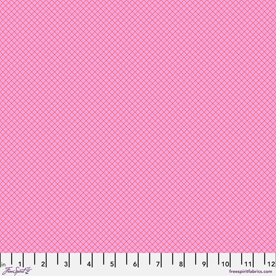 True Colors: ON The GRID BUBBLEGUM Fabric by Tula Pink (1/2 yd)