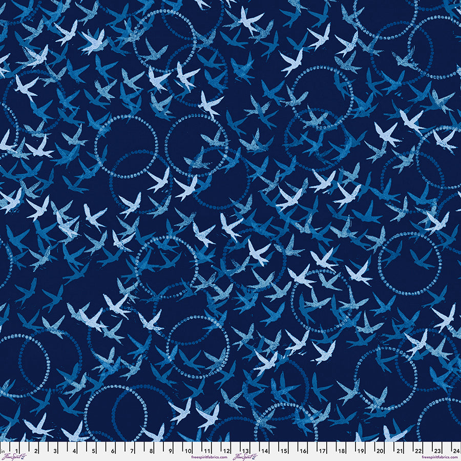 Findings: FLYING FREE - INDIGO Fabric (1/2 yd) by Valori Wells