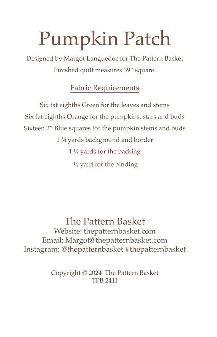 PUMPKIN PATCH Quilt Pattern