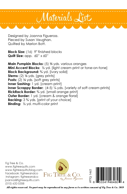 PUMPKINS'S & CREAM Quilt Pattern by Fig Tree Quilts