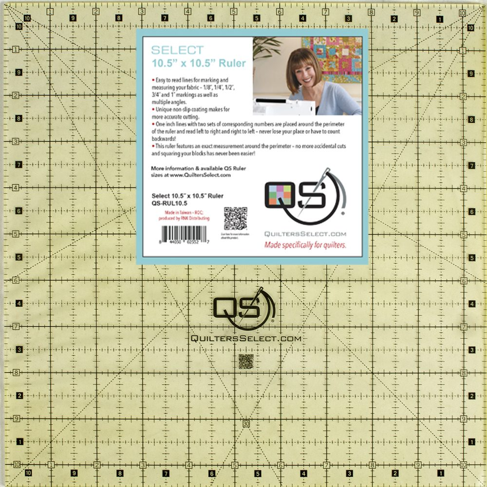QUILTERS SELECT Non-Slip 10.5"x 10.5" Ruler