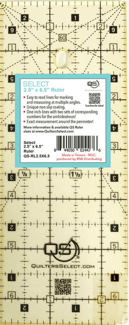 QUILTERS SELECT Non-Slip 2.5"x 6.5" Ruler