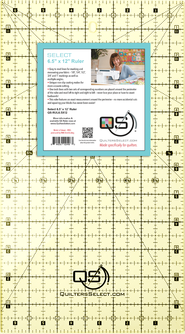 QUILTERS SELECT Non-Slip 6.5"x12" Ruler