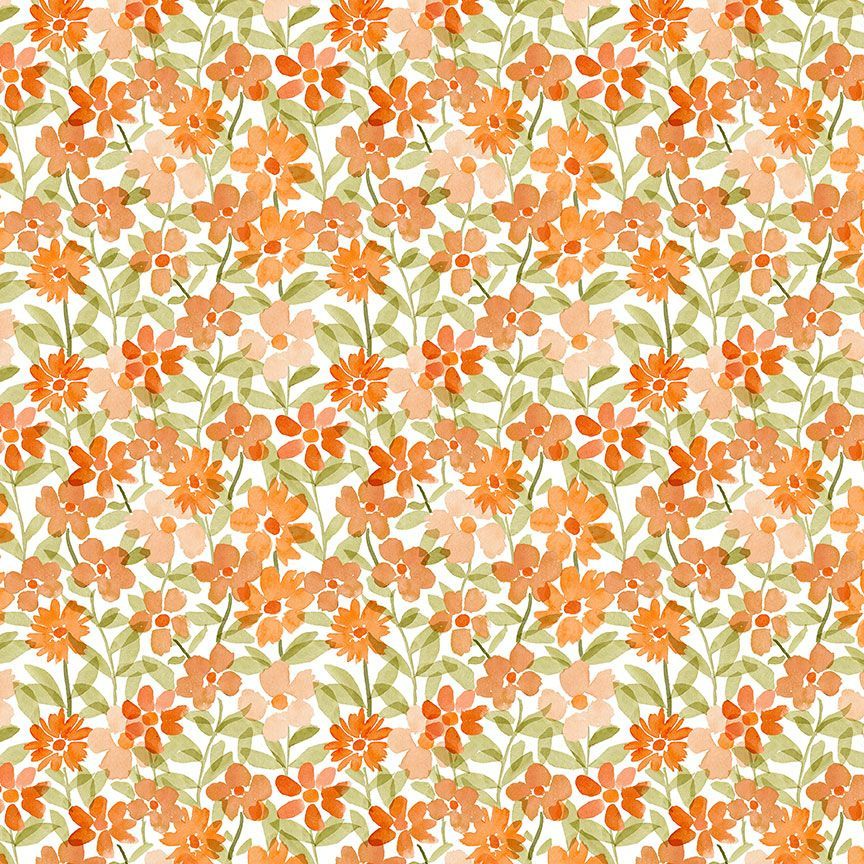 Secret Garden: SPRING FLORAL WHITE Fabric (1/2 yd)