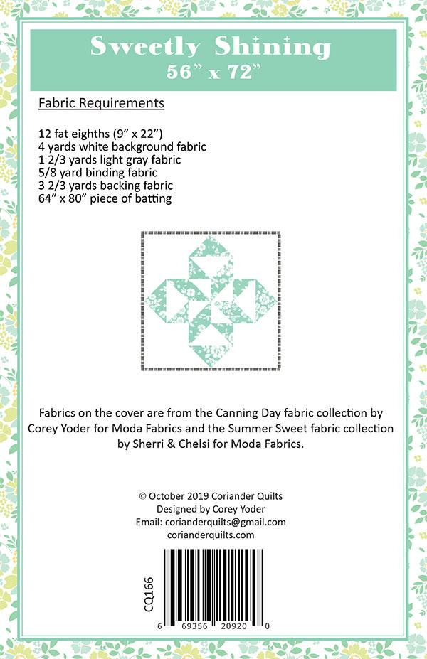 SWEETLY SHINING Pattern by Coriander Quilts