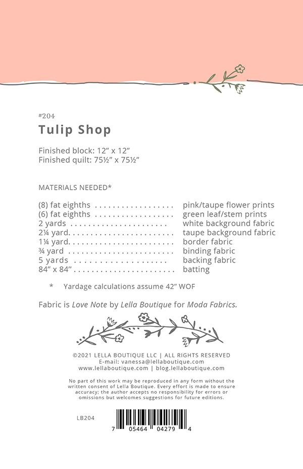 TULIP SHOP Quilt Pattern by Lella Boutique