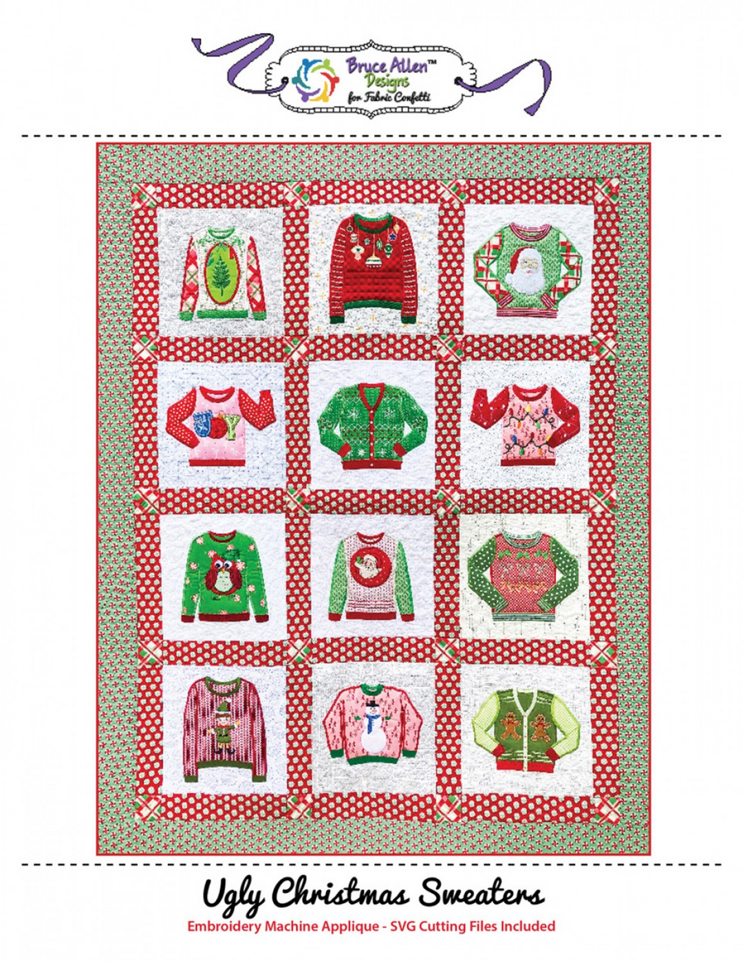 UGLY CHRISTMAS SWEATERS Machine Embroidery Pattern by Fabric Confetti