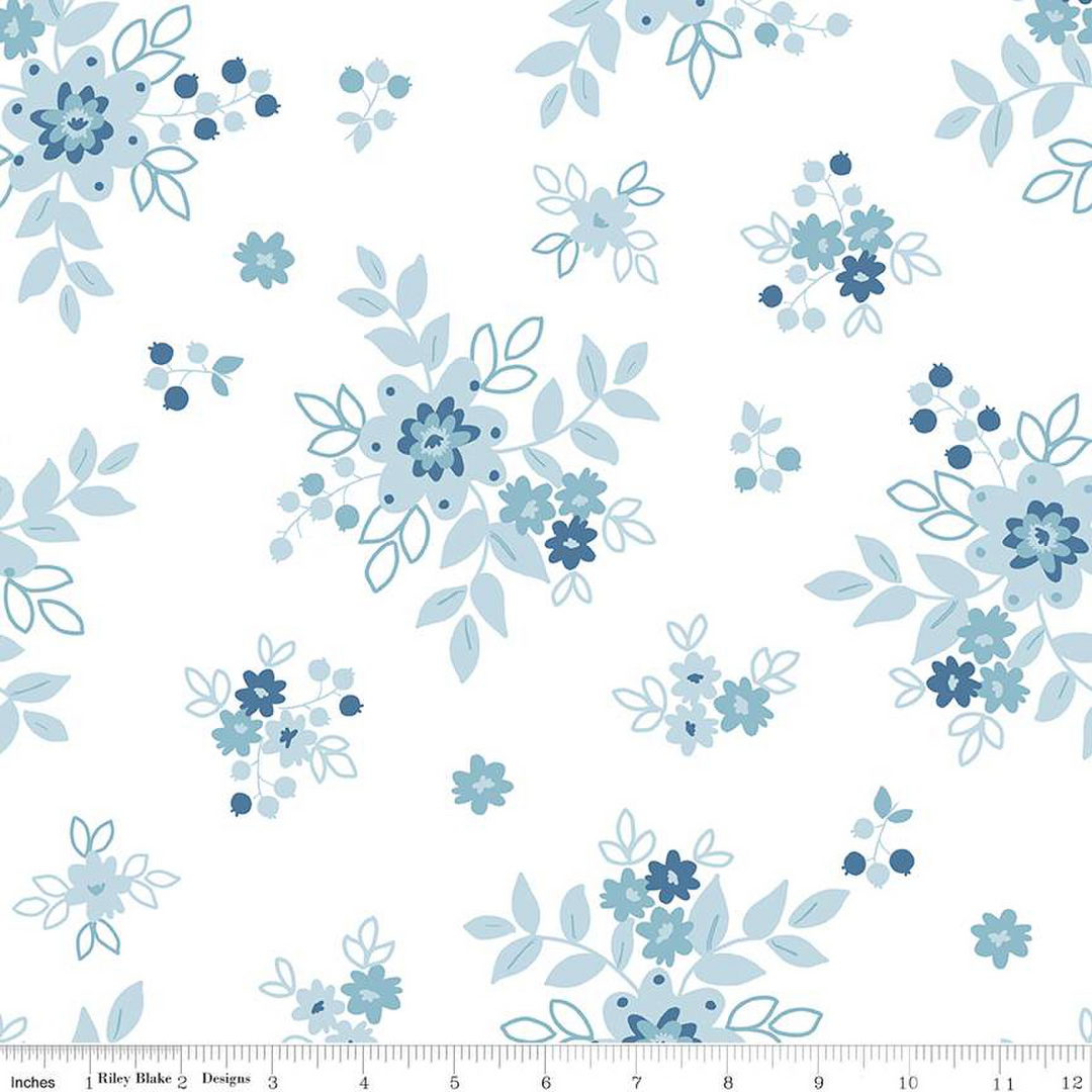 SIMPLY COUNTRY FLORAL 108-Inch Wide Back WHITE (1.5 yds.)