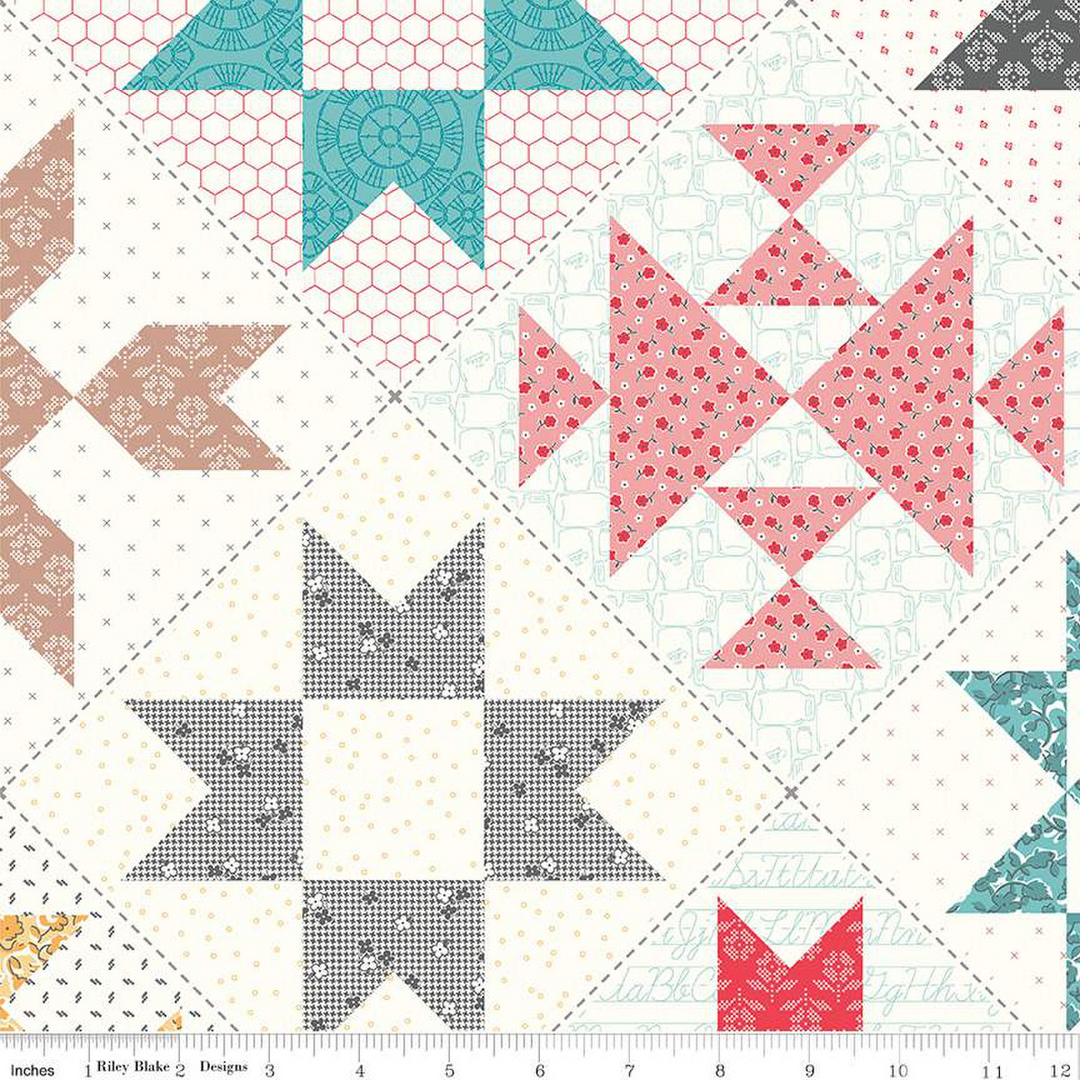 Riley Blake Designs 108-Inch Wide Back STITCH CHEATER PRINT MULTI by Lori Holt