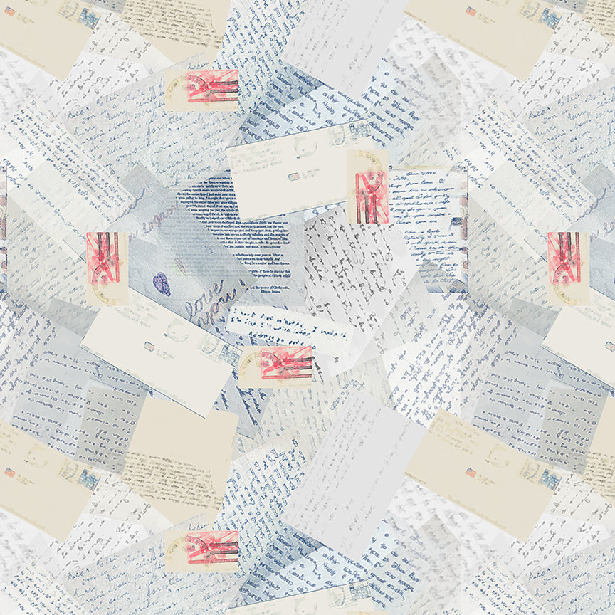 Letters From Home Quilt Backs: VINTAGE BLUE 108-Inch Wide Backing Fabric (1 yard)