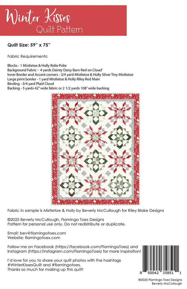 WINTER KISSES Quilt Pattern by Beverly McCullough