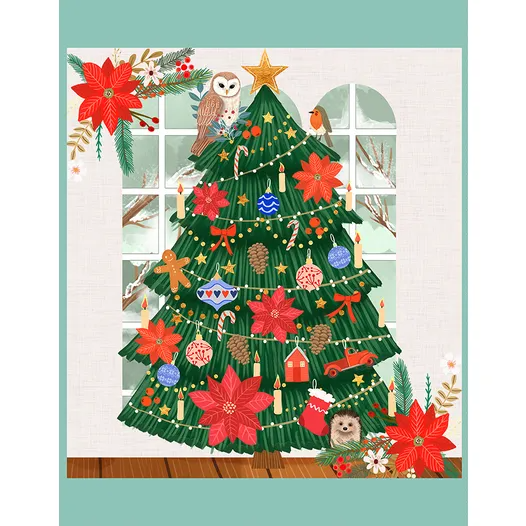 Christmas Cabin: COZY CHRISTMAS Fabric Panel