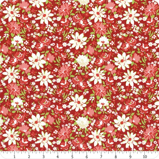 Sentiments RED PACKED FLORAL Fabric by Kaye England (1/2 yd.)