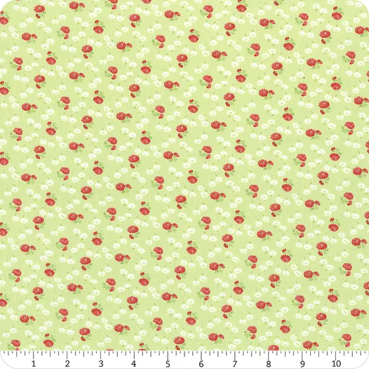 Sentiments LIGHT GREEN FLOWERS Fabric by Kaye England (1/2 yd.)
