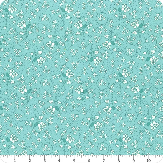 Sentiments BLUE FLORAL RINGS Fabric by Kaye England (1/2 yd.)