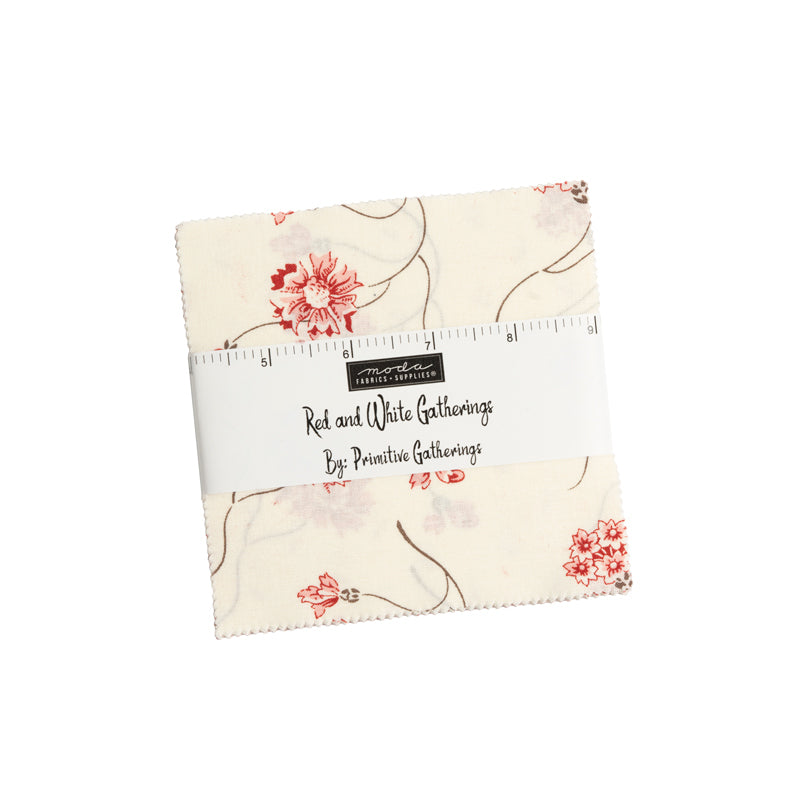 RED WHITE GATHERING 5" Charm Pack by PRIMITIVE GATHERINGS
