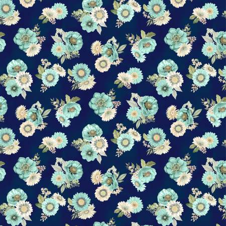 Navy Floral Toss - Blissful Fabric Collection (1/2 yd.)