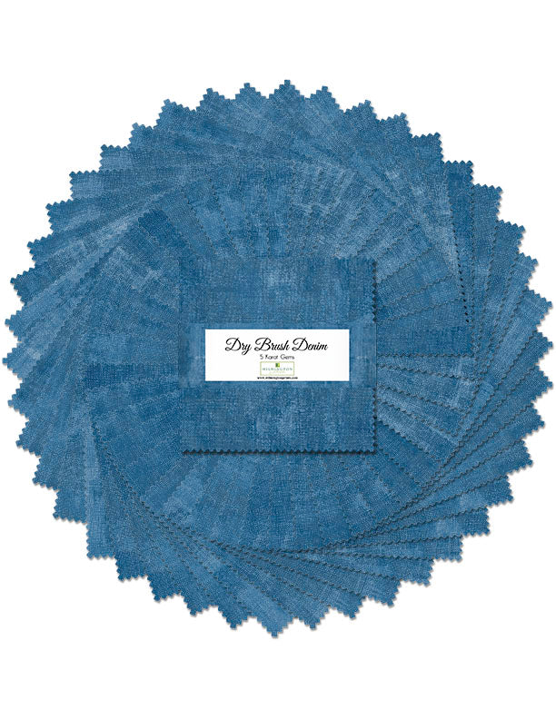 DRY BRUSH DENIM 5 Karat Gems 5-Inch Precuts by Wilmington Prints