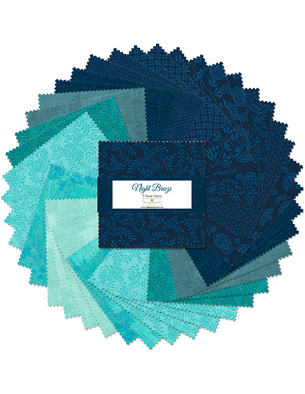 NIGHT BREEZE 5 Karat Gems 5-Inch Precuts by Wilmington Prints