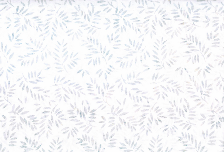 Desert Blossom: FRONDS GRAY on WHITE Cotton Batik (1/2)