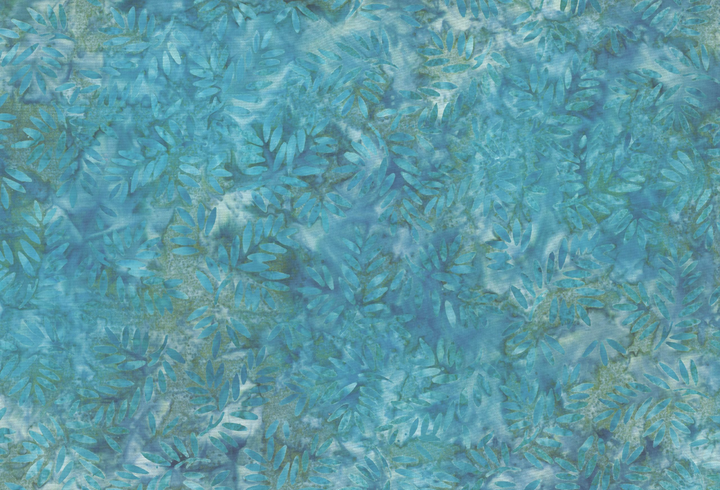 Desert Blossom: LEAVES TEAL Cotton Batik Fabric (1/2 yd)