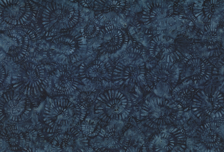 Desert Blossom: SWIRLS MIDNIGHT BLUE Cotton Batik Fabric (1/2)