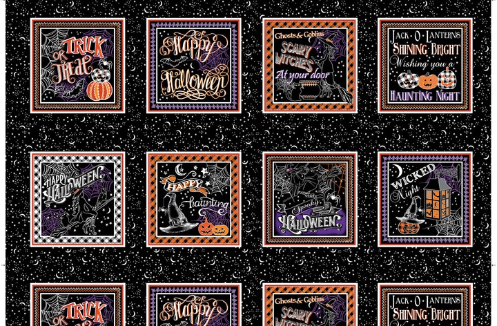 FOUR SQUARED Halloween Quilt Kit featuring the Happy Hauntings Collection
