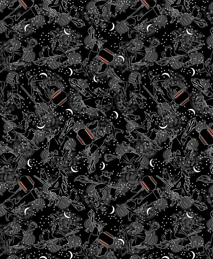 FOUR SQUARED Halloween Quilt Kit featuring the Happy Hauntings Collection