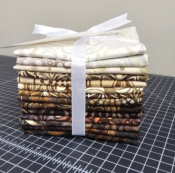 BROWNS & NEUTRALS Expressions Batik Fat Quarter Bundle by Riley Blake