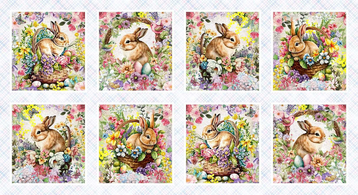 Basket Full of Blessings: CONTINUOUS BLOCKS - Soft Lilac PANEL by Catherine Bartolli (1/2 yd)