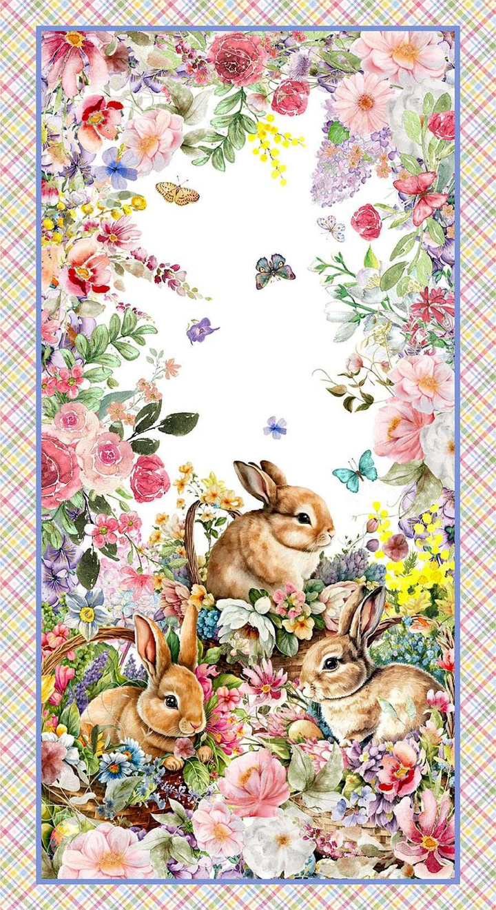 Basket Full of Blessings: POWDER PINK PANEL by Catherine Bartolli (1/2 yd)