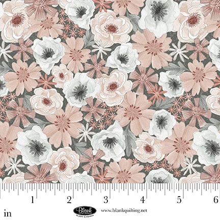 Petals & Pewter: PACKED FLOWERS Dusty Rose Fabric (1/2 yd)