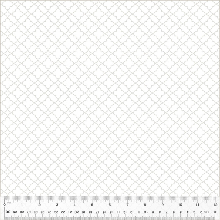 Icing: QUATREFOIL White-on-White Fabric by Windham Fabrics (1/2 yd.)