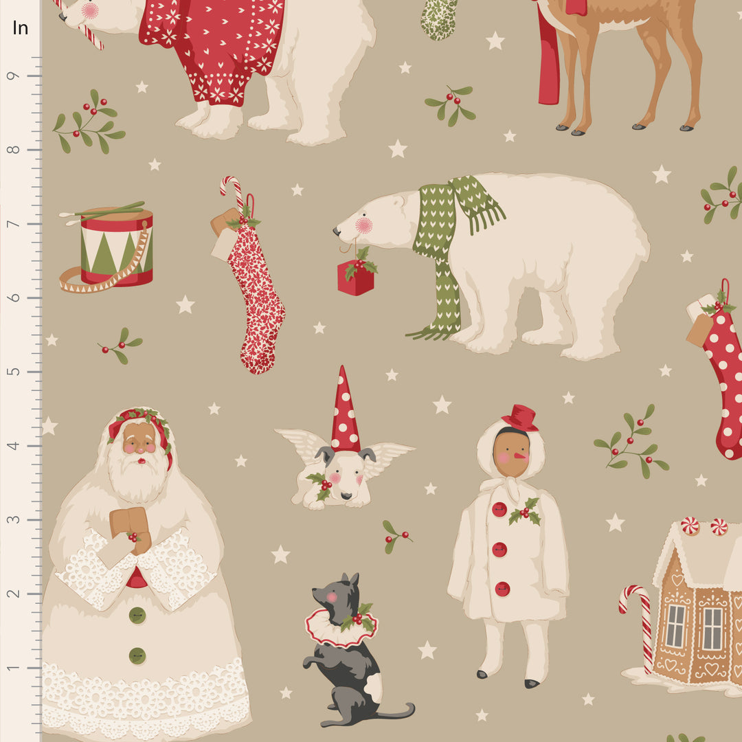 Tilda MERRY LITTLE CHISTMAS Fat Quarter Bundle - 5 pc Cream