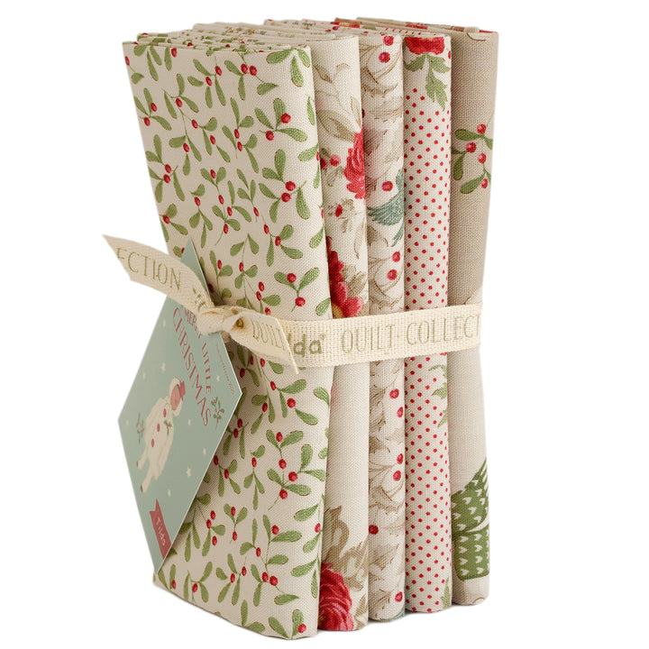 Tilda MERRY LITTLE CHISTMAS Fat Quarter Bundle - 5 pc Cream