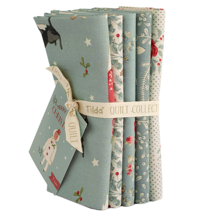 Tilda Merry Little Christmas: DUCK EGG Fat Quarter Bundle - 5 pc
