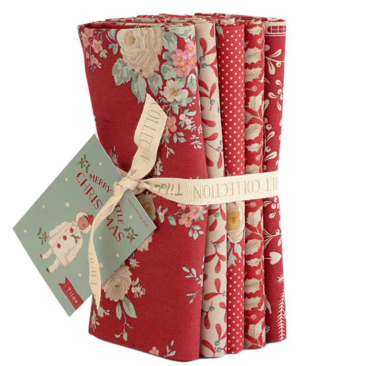 Tilda MERRY LITTLE CHISTMAS Fat Quarter Bundle - 5 pc Red