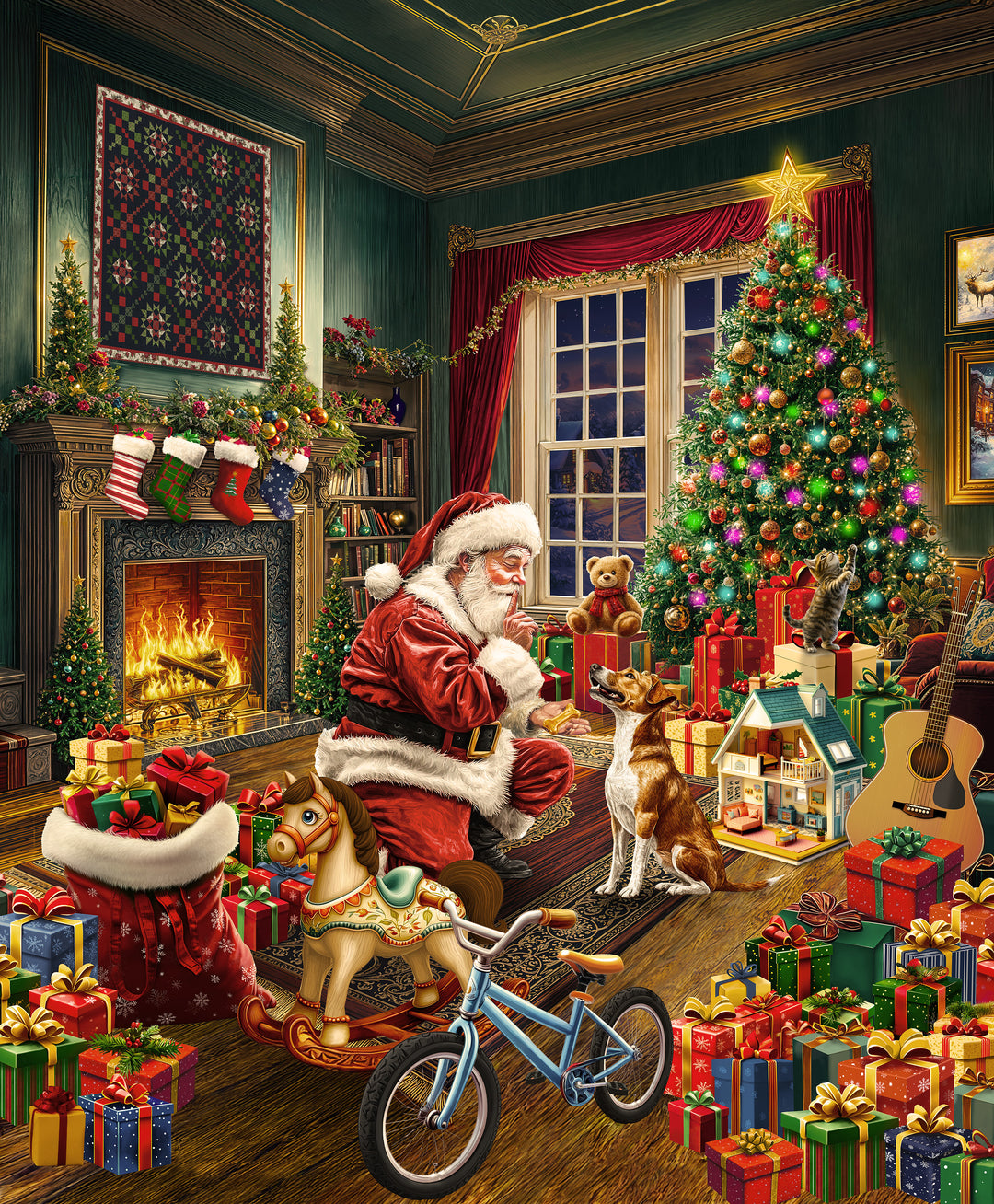 Winter Wonder: CHRISTMAS MORNING Panel fabric by Windham Fabrics